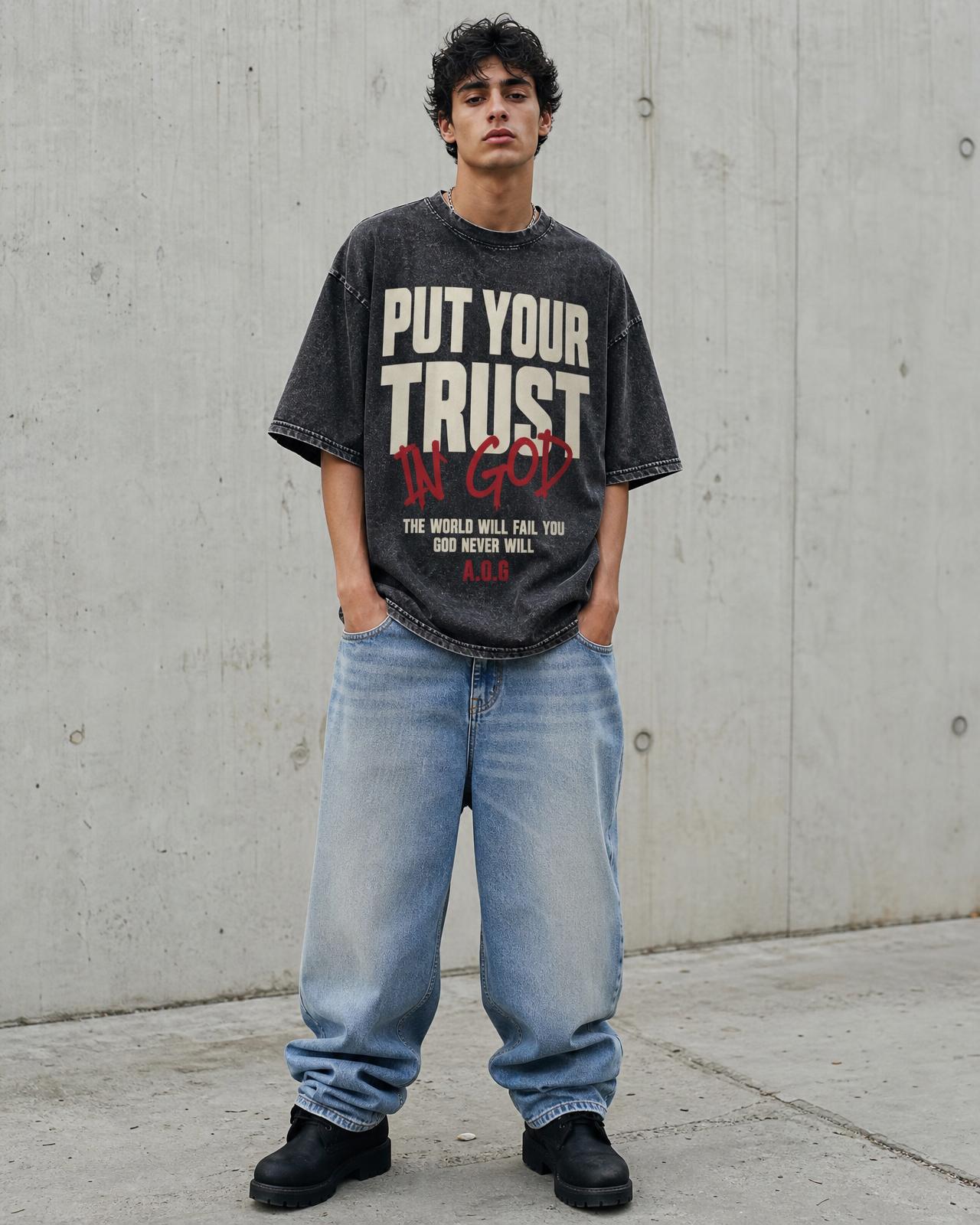 A.O.G Put Your Trust tee on body